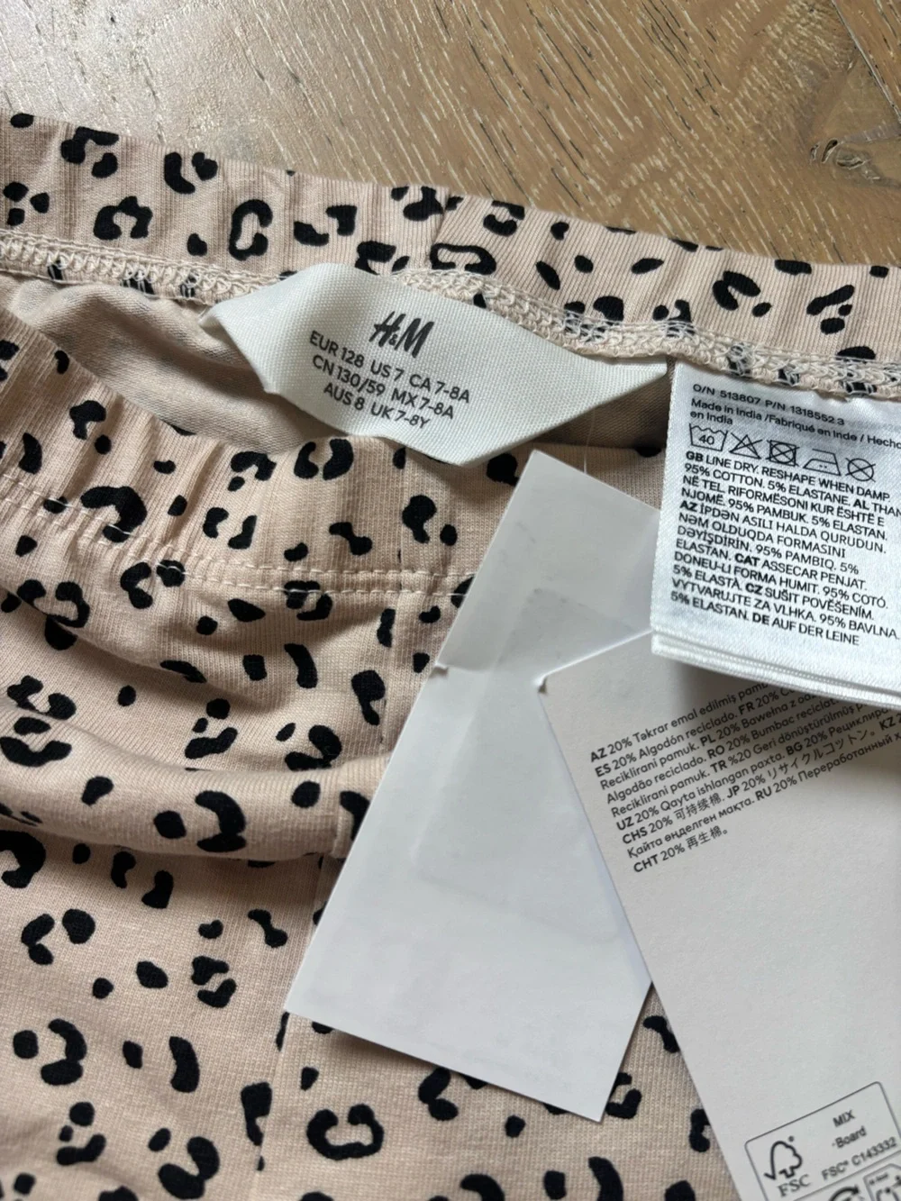 H&M girls leopard Print Leggings - Cream with Black Spots 7 NWT